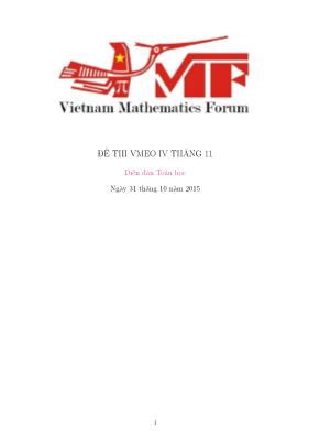 Đề thi VMEO IV tháng 11 2015 môn Toán